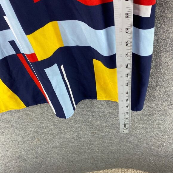 SheIn Dress Women L large Blue Geometric Shift Short V-Neck Sleeveless Casual - Picture 4 of 7